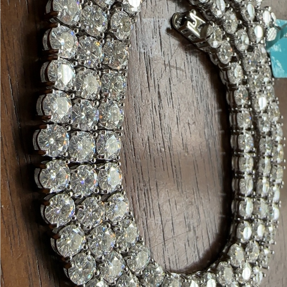 Elegant Silver Moissanite Necklace 5 mm 24 inch